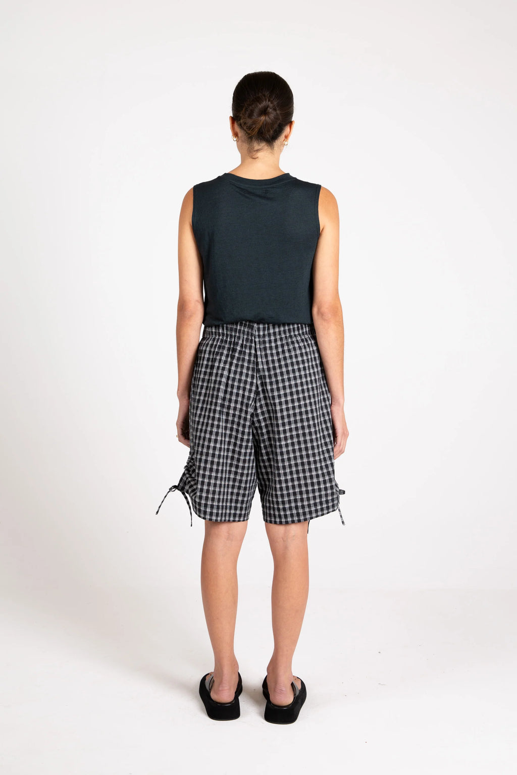 Soda Tie Short, Crinkle Check, Midnight