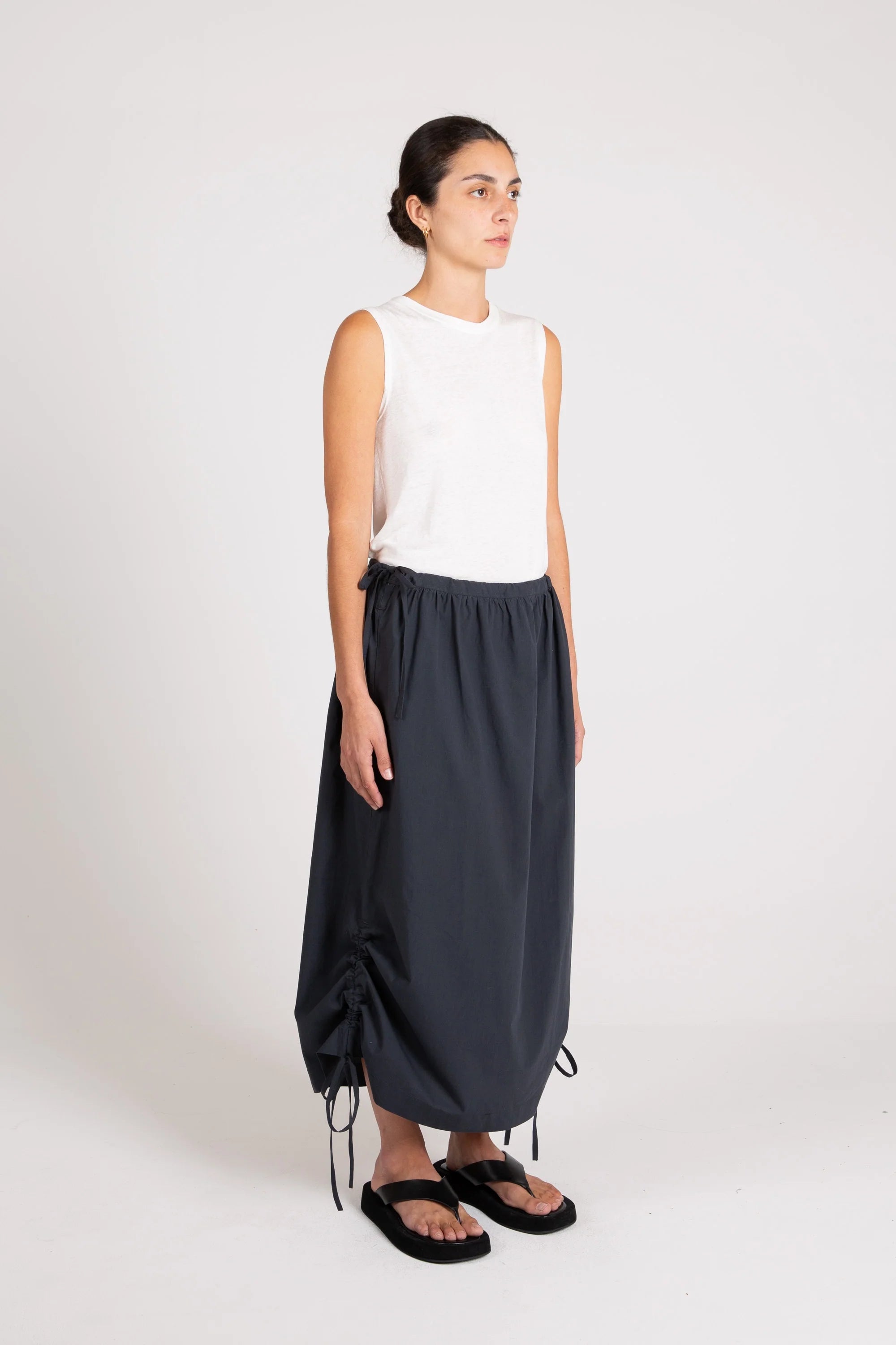 Loop Ruche Tie Skirt, Petrol
