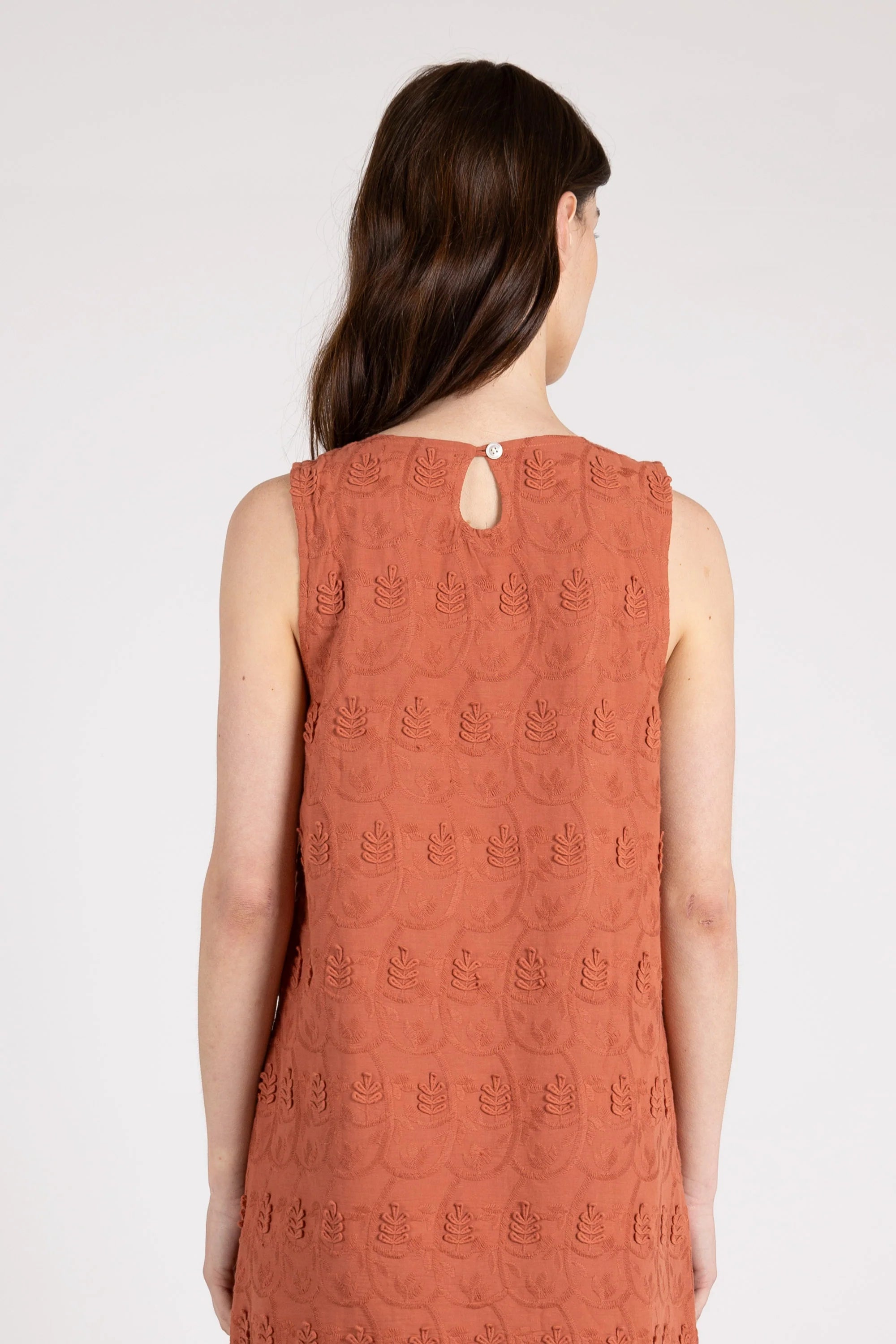 Embroidered A-Dress, Brick