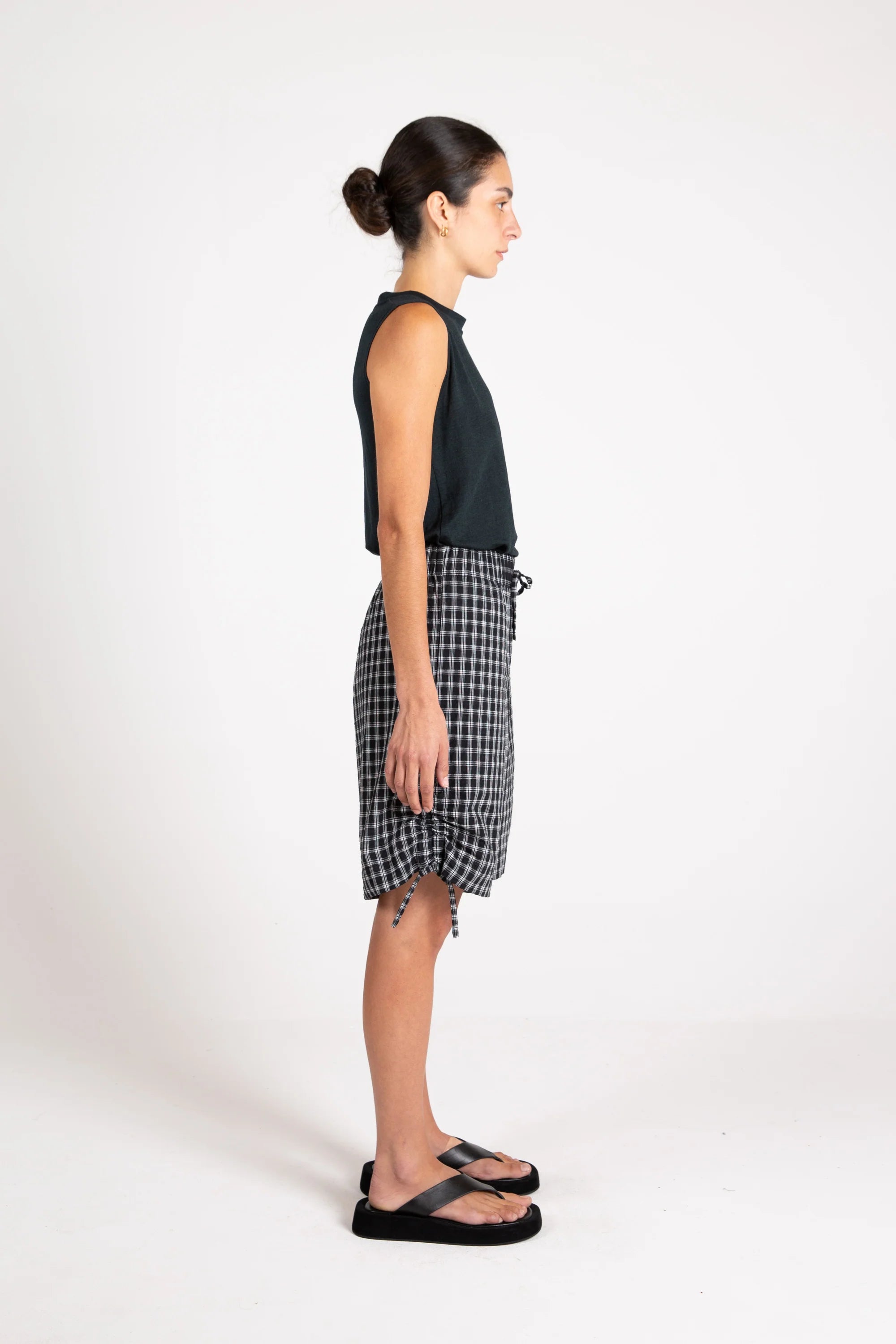 Soda Tie Short, Crinkle Check, Midnight