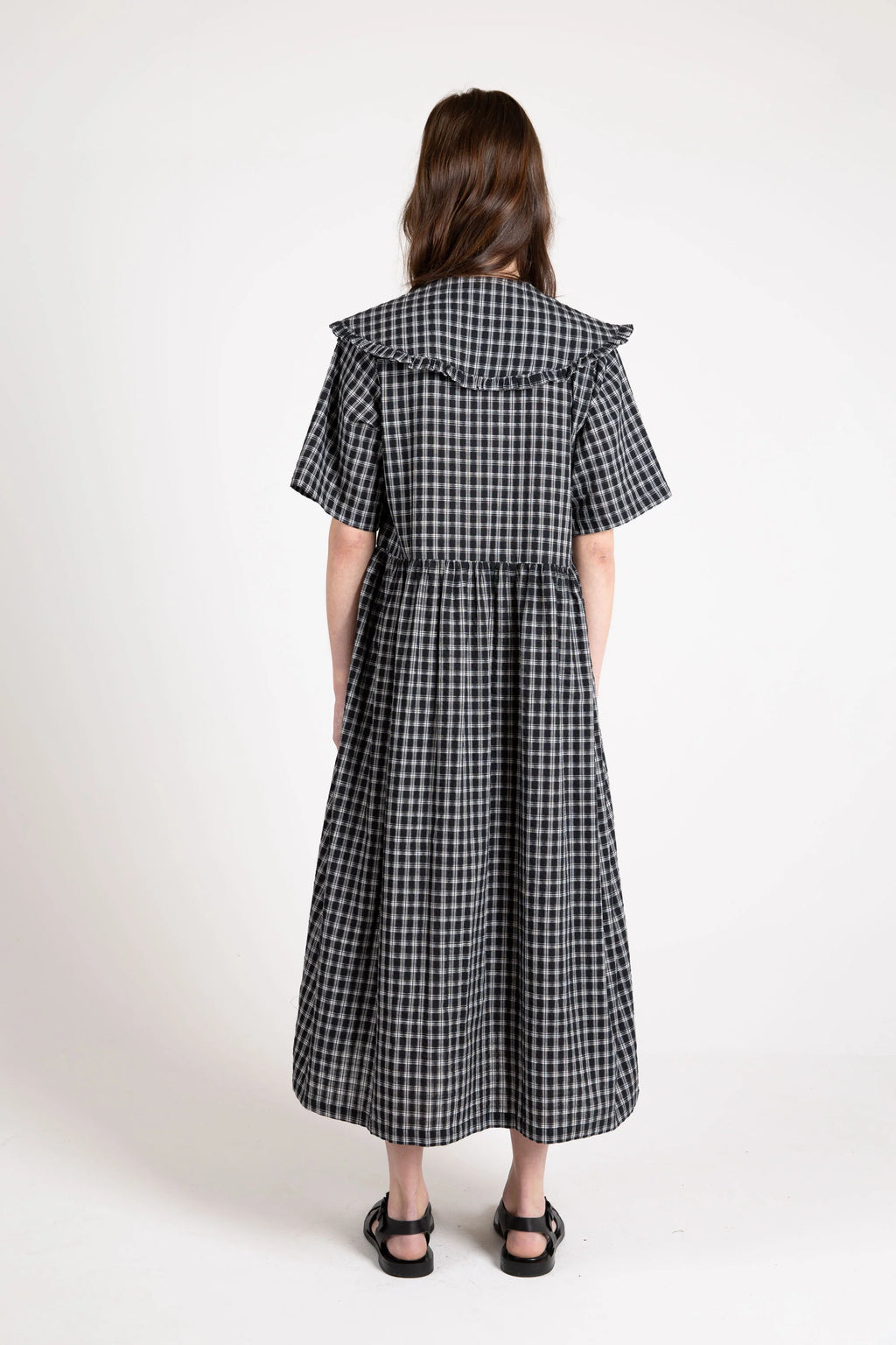 Big Frill Midi, Seersucker Check, Midnight