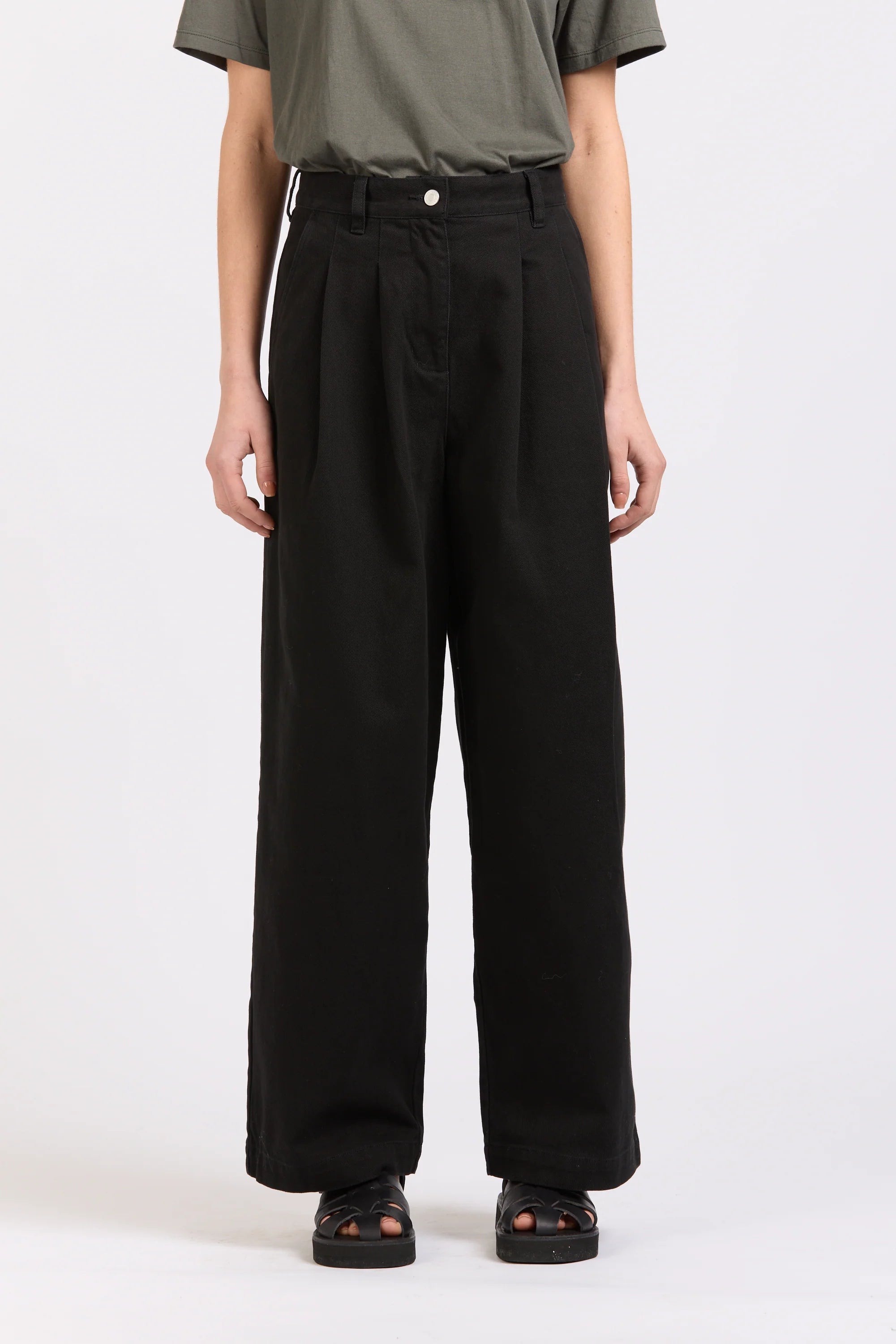 Pleat Pant, Heavy Twill, Black