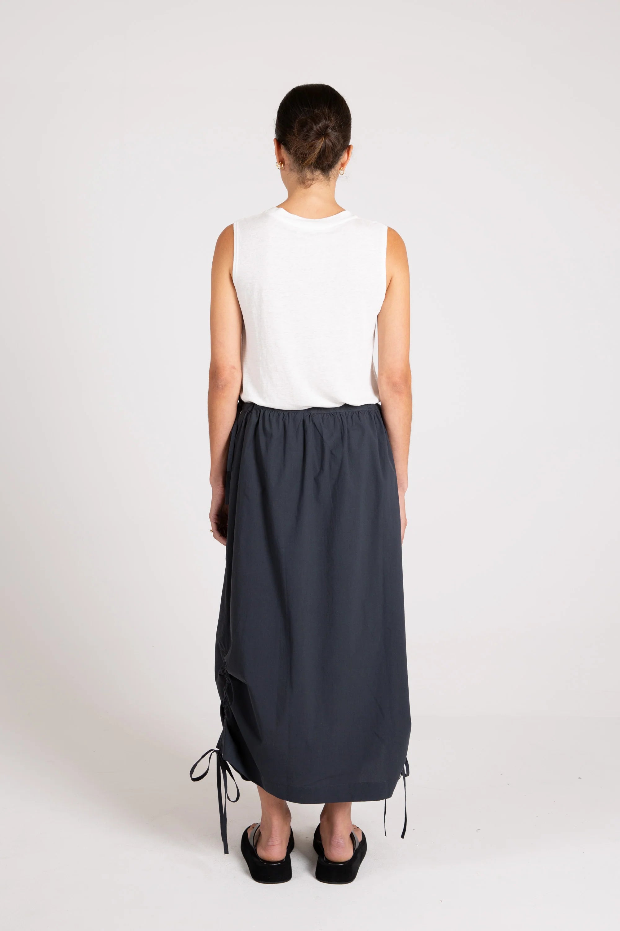 Loop Ruche Tie Skirt, Petrol