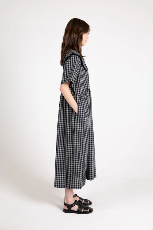 Big Frill Midi, Seersucker Check, Midnight