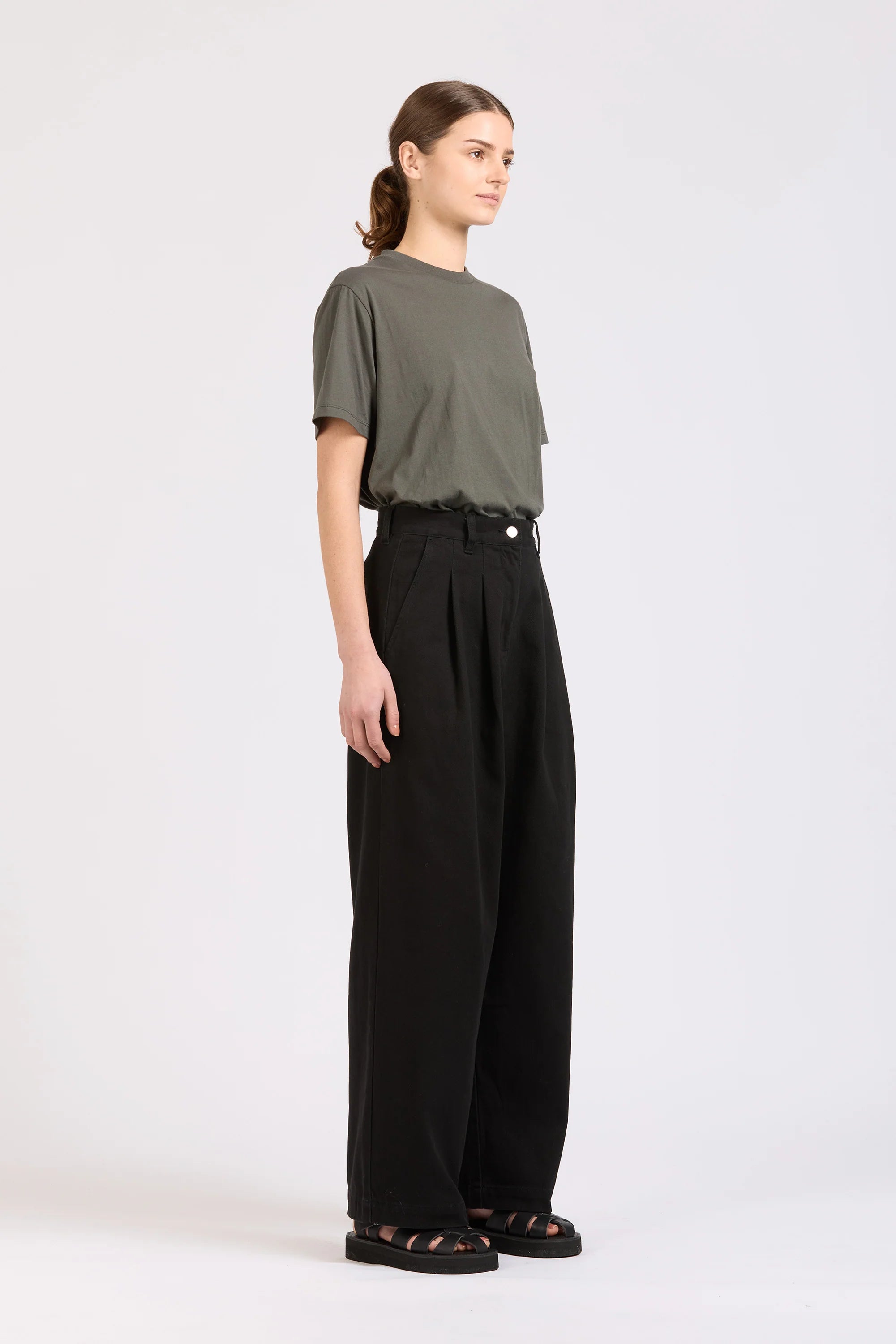 Pleat Pant, Heavy Twill, Black
