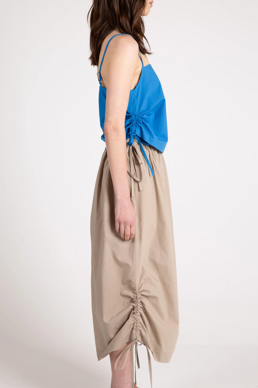 Loop Ruche Tie Top, Azure