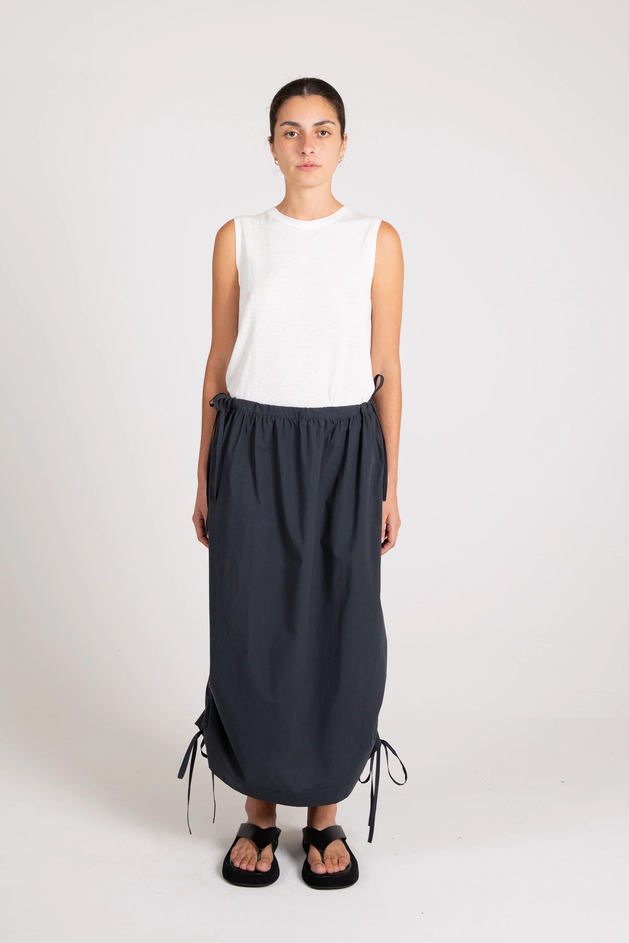Loop Ruche Tie Skirt, Petrol
