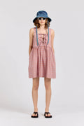 Tie Dress Mini, Seersucker Check, Orange Lilac