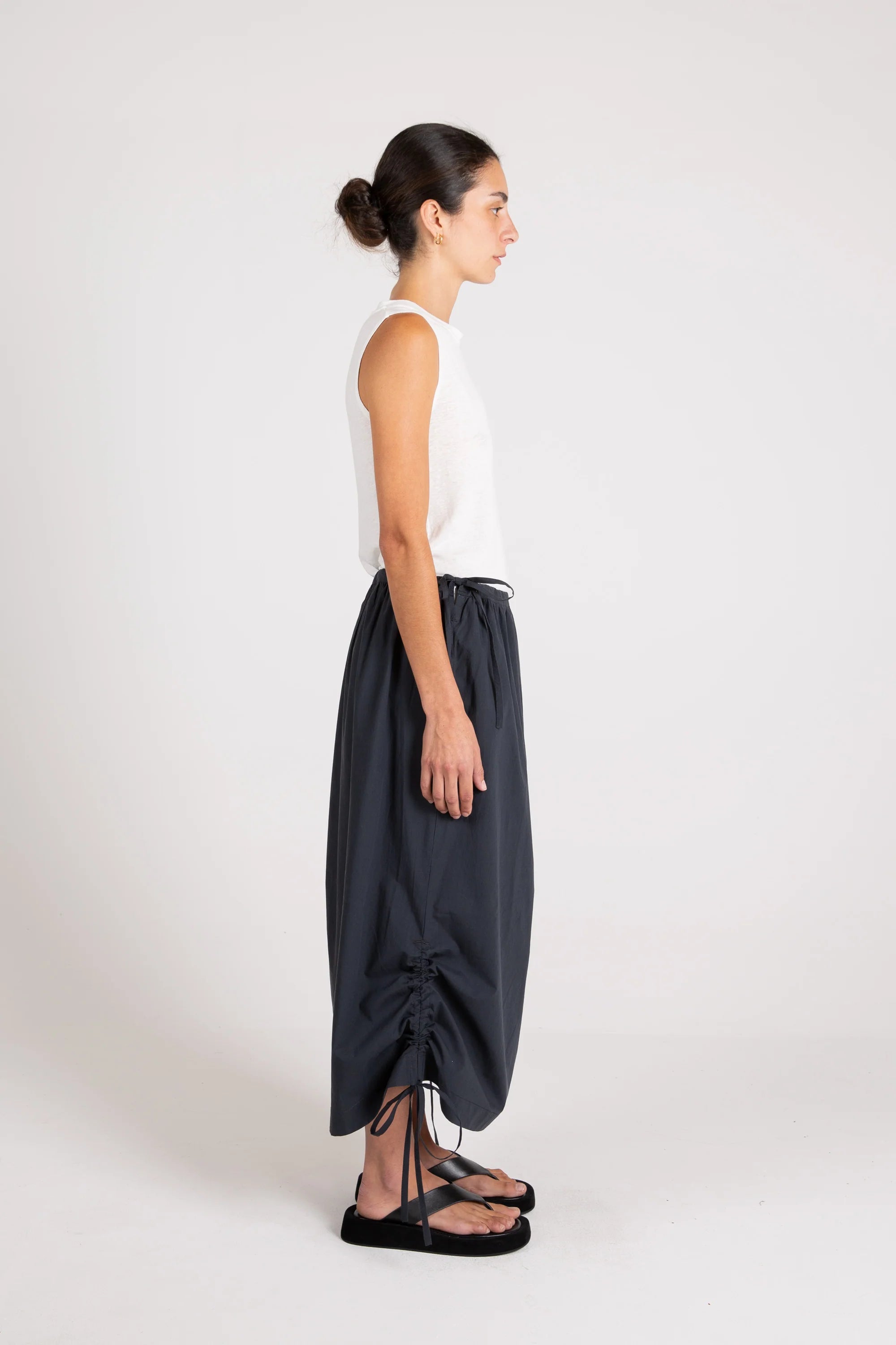 Loop Ruche Tie Skirt, Petrol